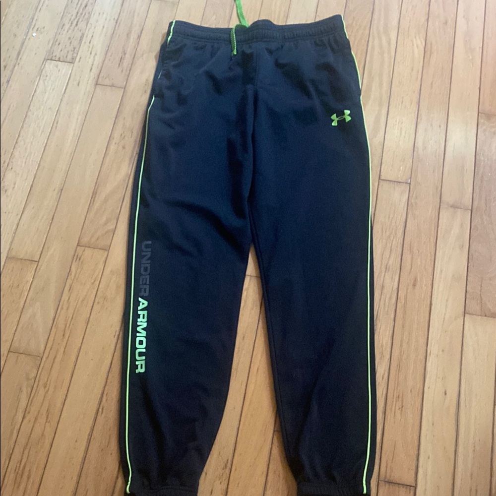 Under Armour Kids Black and Neon Green Joggers